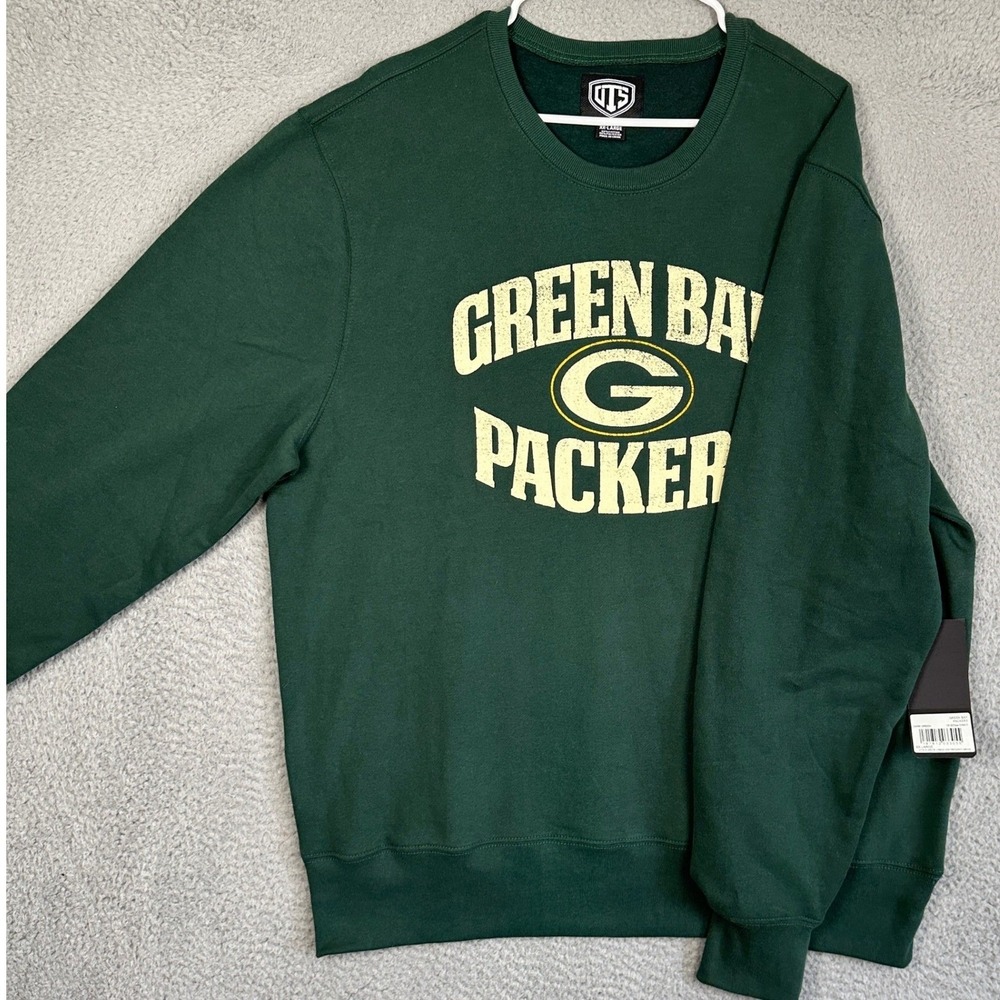 NEW Green Bay Packers OTS Sweatshirt Mens 2XL Green Crewneck Pullover Athletic